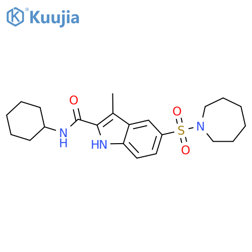 1H-Indole-2-carboxamide,N-cyclohexyl-5-[(hexahydro-1H-azepin-1-yl)sulfonyl]-3-methyl- structure