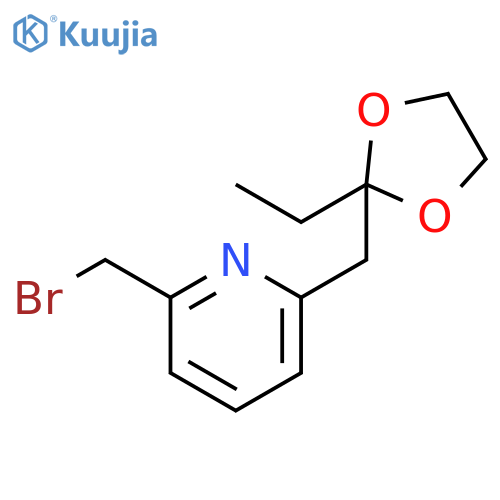 Pyridine, 2-(bromomethyl)-6-[(2-ethyl-1,3-dioxolan-2-yl)methyl]- structure