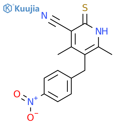 3-Pyridinecarbonitrile,1,2-dihydro-4,6-dimethyl-5-[(4-nitrophenyl)methyl]-2-thioxo- structure