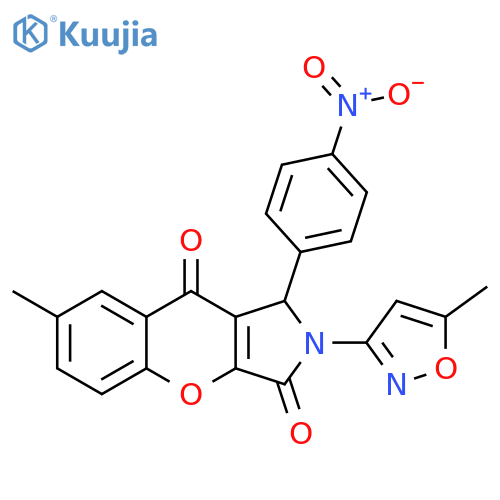 7-methyl-2-(5-methyl-1,2-oxazol-3-yl)-1-(4-nitrophenyl)-1H,2H,3H,9H-chromeno2,3-cpyrrole-3,9-dione structure