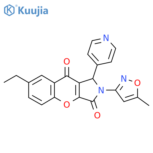 7-ethyl-2-(5-methyl-1,2-oxazol-3-yl)-1-(pyridin-4-yl)-1H,2H,3H,9H-chromeno2,3-cpyrrole-3,9-dione structure
