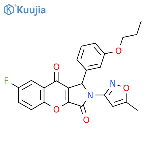 7-fluoro-2-(5-methyl-1,2-oxazol-3-yl)-1-(3-propoxyphenyl)-1H,2H,3H,9H-chromeno2,3-cpyrrole-3,9-dione structure