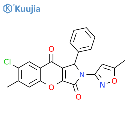 7-chloro-6-methyl-2-(5-methyl-1,2-oxazol-3-yl)-1-phenyl-1H,2H,3H,9H-chromeno2,3-cpyrrole-3,9-dione structure