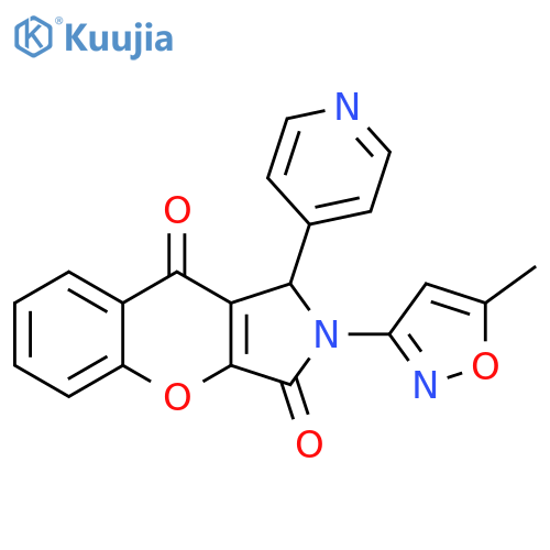 2-(5-methyl-1,2-oxazol-3-yl)-1-(pyridin-4-yl)-1H,2H,3H,9H-chromeno2,3-cpyrrole-3,9-dione structure