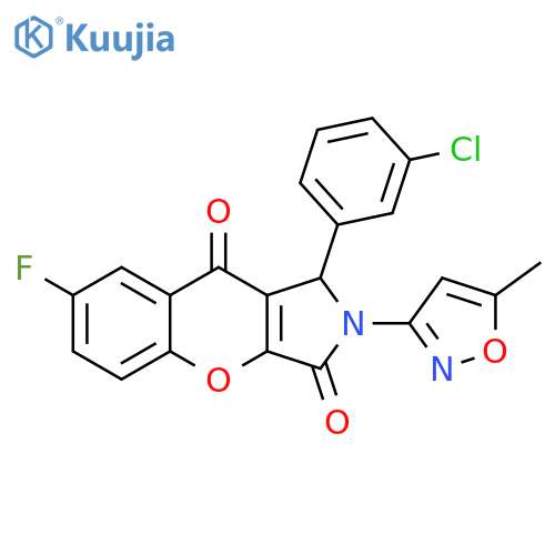 1-(3-chlorophenyl)-7-fluoro-2-(5-methyl-1,2-oxazol-3-yl)-1H,2H,3H,9H-chromeno2,3-cpyrrole-3,9-dione structure