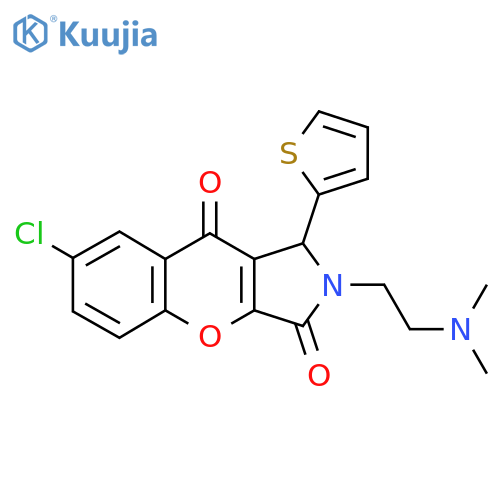 7-chloro-2-2-(dimethylamino)ethyl-1-(thiophen-2-yl)-1H,2H,3H,9H-chromeno2,3-cpyrrole-3,9-dione structure