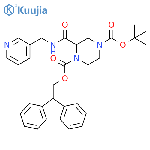 1,4-Piperazinedicarboxylic acid, 2-[[(3-pyridinylmethyl)amino]carbonyl]-,4-(1,1-dimethylethyl) 1-(9H-fluoren-9-ylmethyl) ester structure