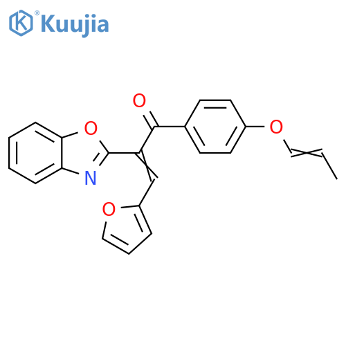 (2Z)-2-(1,3-benzoxazol-2-yl)-3-(furan-2-yl)-1-{4-(1E)-prop-1-en-1-yloxyphenyl}prop-2-en-1-one structure