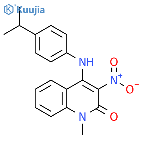 1-methyl-3-nitro-4-{4-(propan-2-yl)phenylamino}-1,2-dihydroquinolin-2-one structure