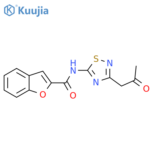 N-3-(2-oxopropyl)-1,2,4-thiadiazol-5-yl-1-benzofuran-2-carboxamide structure
