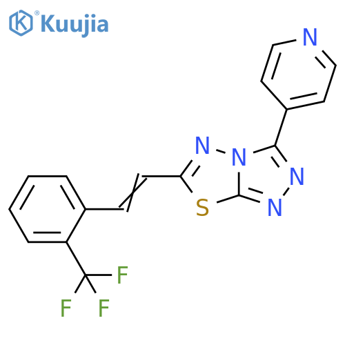 4-{6-(E)-2-2-(trifluoromethyl)phenylethenyl-1,2,4triazolo3,4-b1,3,4thiadiazol-3-yl}pyridine structure