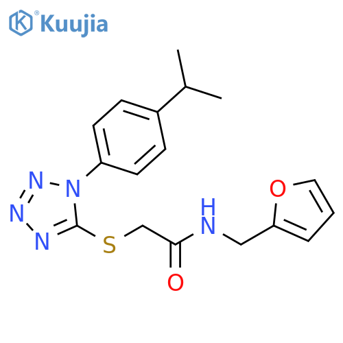 N-(furan-2-yl)methyl-2-({1-4-(propan-2-yl)phenyl-1H-1,2,3,4-tetrazol-5-yl}sulfanyl)acetamide structure