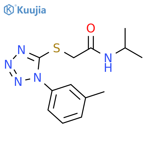2-{1-(3-methylphenyl)-1H-1,2,3,4-tetrazol-5-ylsulfanyl}-N-(propan-2-yl)acetamide structure