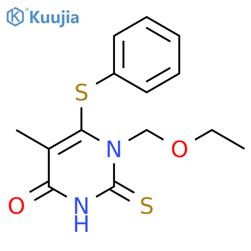 4(1H)-Pyrimidinone,1-(ethoxymethyl)-2,3-dihydro-5-methyl-6-(phenylthio)-2-thioxo- structure