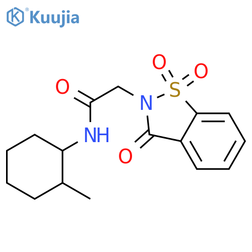 N-(2-methylcyclohexyl)-2-(1,1,3-trioxo-2,3-dihydro-1lambda6,2-benzothiazol-2-yl)acetamide structure
