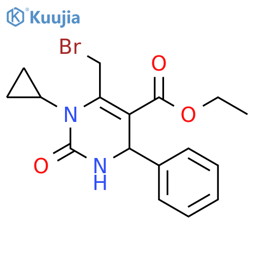 ethyl 6-(bromomethyl)-1-cyclopropyl-2-oxo-4-phenyl-1,2,3,4-tetrahydropyrimidine-5-carboxylate structure