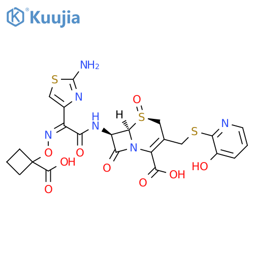 5-Thia-1-azabicyclo[4.2.0]oct-2-ene-2-carboxylic acid, 7-[[(2Z)-(2-amino-4-thiazolyl)[[(1-carboxycyclobutyl)oxy]imino]acetyl]amino]-3-[[(3-hydroxy-2-pyridinyl)thio]methyl]-8-oxo-, 5-oxide, (5S,6R,7R)- (9CI) structure