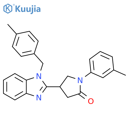 1-(3-methylphenyl)-4-{1-(4-methylphenyl)methyl-1H-1,3-benzodiazol-2-yl}pyrrolidin-2-one structure