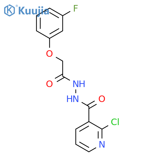 2-chloro-N'-[2-(3-fluorophenoxy)acetyl]pyridine-3-carbohydrazide structure