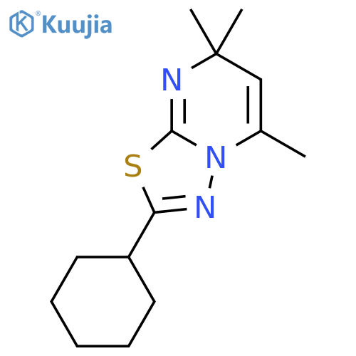 7H-1,3,4-THIADIAZOLO[3,2-A]PYRIMIDINE, 2-CYCLOHEXYL-5,7,7-TRIMETHYL- structure