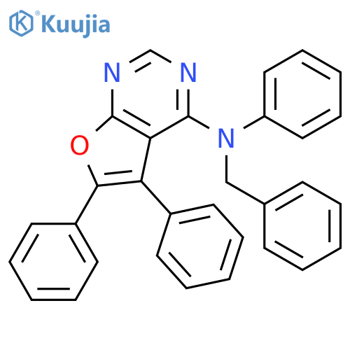 Furo[2,3-d]pyrimidin-4-amine, N,5,6-triphenyl-N-(phenylmethyl)- structure
