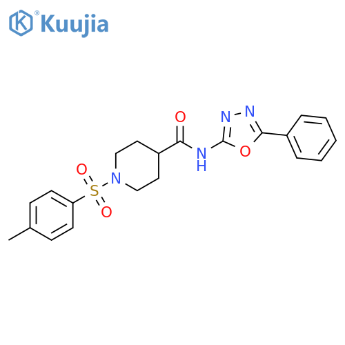 1-(4-methylbenzenesulfonyl)-N-(5-phenyl-1,3,4-oxadiazol-2-yl)piperidine-4-carboxamide structure