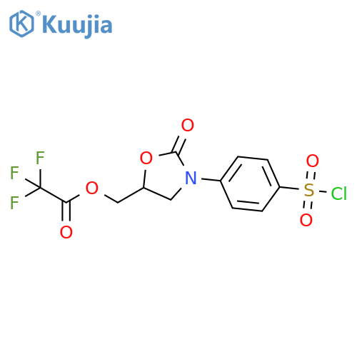 Acetic acid, trifluoro-,[3-[4-(chlorosulfonyl)phenyl]-2-oxo-5-oxazolidinyl]methyl ester structure