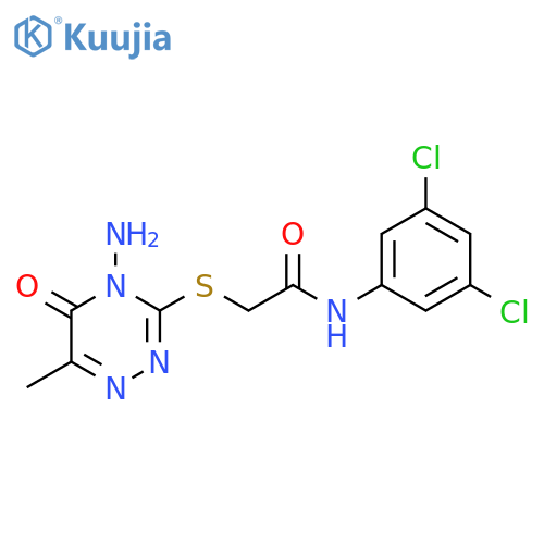 2-(4-amino-6-methyl-5-oxo-4,5-dihydro-1,2,4-triazin-3-yl)sulfanyl-N-(3,5-dichlorophenyl)acetamide structure