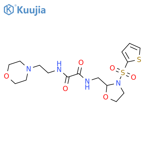 N'-2-(morpholin-4-yl)ethyl-N-{3-(thiophene-2-sulfonyl)-1,3-oxazolidin-2-ylmethyl}ethanediamide structure