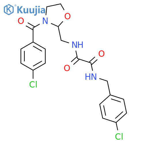 N-{3-(4-chlorobenzoyl)-1,3-oxazolidin-2-ylmethyl}-N'-(4-chlorophenyl)methylethanediamide structure