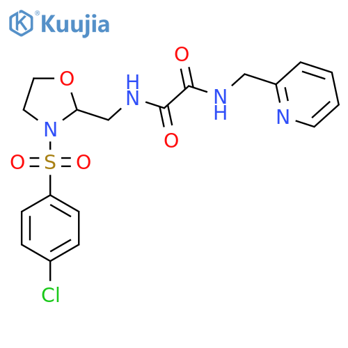 N-{3-(4-chlorobenzenesulfonyl)-1,3-oxazolidin-2-ylmethyl}-N'-(pyridin-2-yl)methylethanediamide structure