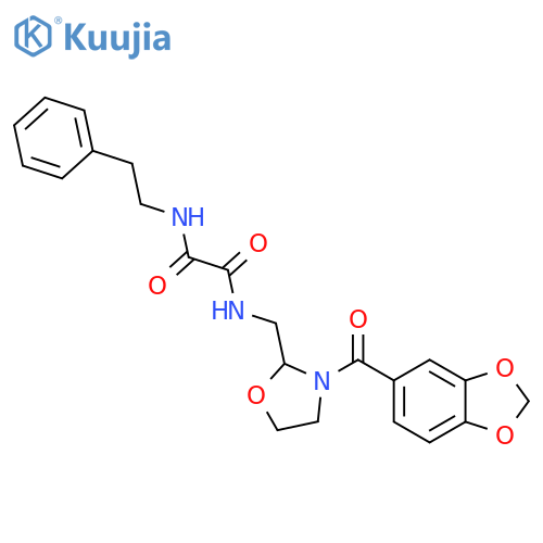 N-{3-(2H-1,3-benzodioxole-5-carbonyl)-1,3-oxazolidin-2-ylmethyl}-N'-(2-phenylethyl)ethanediamide structure