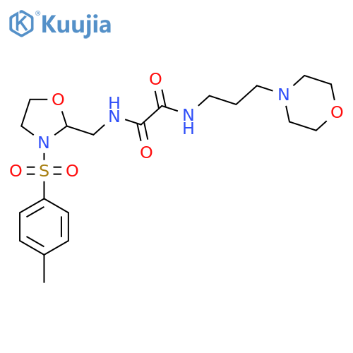 N-{3-(4-methylbenzenesulfonyl)-1,3-oxazolidin-2-ylmethyl}-N'-3-(morpholin-4-yl)propylethanediamide structure