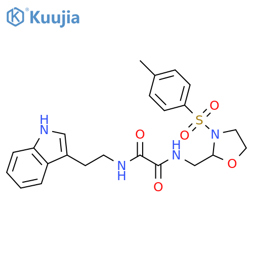 N'-2-(1H-indol-3-yl)ethyl-N-{3-(4-methylbenzenesulfonyl)-1,3-oxazolidin-2-ylmethyl}ethanediamide structure