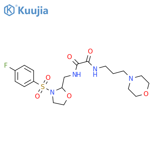 N-{3-(4-fluorobenzenesulfonyl)-1,3-oxazolidin-2-ylmethyl}-N'-3-(morpholin-4-yl)propylethanediamide structure