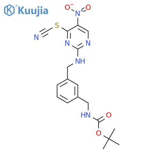 Carbamic acid,[[3-[[(5-nitro-4-thiocyanato-2-pyrimidinyl)amino]methyl]phenyl]methyl]-,1,1-dimethylethyl ester structure