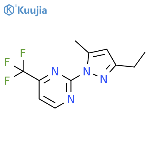 Pyrimidine, 2-(3-ethyl-5-methyl-1H-pyrazol-1-yl)-4-(trifluoromethyl)- structure