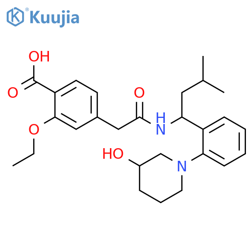 Benzoic acid,2-ethoxy-4-[2-[[1-[2-(3-hydroxy-1-piperidinyl)phenyl]-3-methylbutyl]amino]-2-oxoethyl]- structure