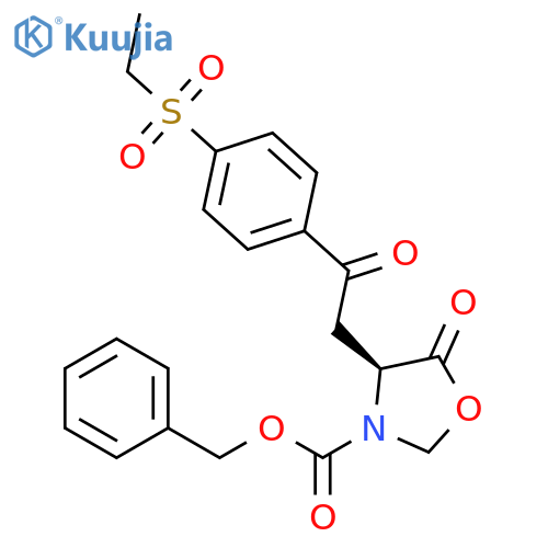 3-Oxazolidinecarboxylic acid,4-[2-[4-(ethylsulfonyl)phenyl]-2-oxoethyl]-5-oxo-, phenylmethyl ester,(4S)- structure