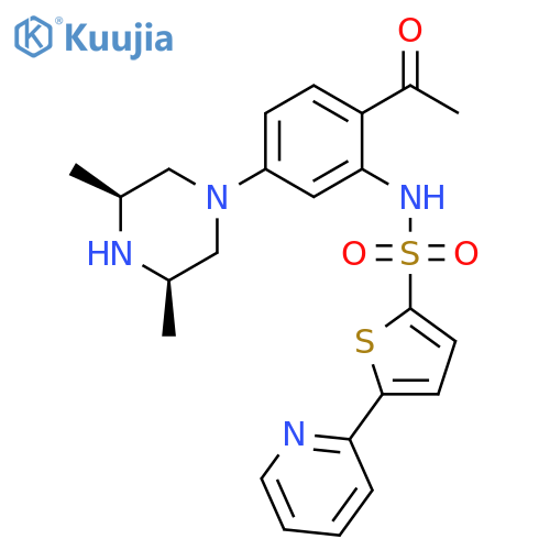 2-Thiophenesulfonamide,N-[2-acetyl-5-[(3R,5S)-3,5-dimethyl-1-piperazinyl]phenyl]-5-(2-pyridinyl)-, rel- structure