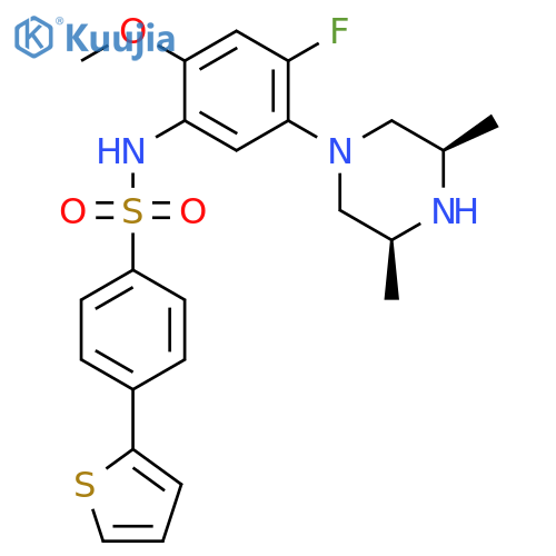 Benzenesulfonamide,N-[5-[(3R,5S)-3,5-dimethyl-1-piperazinyl]-4-fluoro-2-methoxyphenyl]-4-(2-thienyl)-, rel- structure