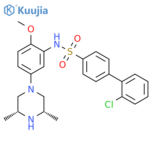 [1,1'-Biphenyl]-4-sulfonamide,2'-chloro-N-[5-[(3R,5S)-3,5-dimethyl-1-piperazinyl]-2-methoxyphenyl]-,rel- structure