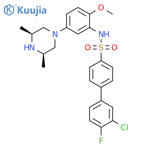 [1,1'-Biphenyl]-4-sulfonamide,3'-chloro-N-[5-[(3R,5S)-3,5-dimethyl-1-piperazinyl]-2-methoxyphenyl]-4'-fluoro-, rel- structure