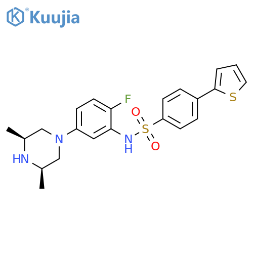 Benzenesulfonamide,N-[5-[(3R,5S)-3,5-dimethyl-1-piperazinyl]-2-fluorophenyl]-4-(2-thienyl)-,rel- structure