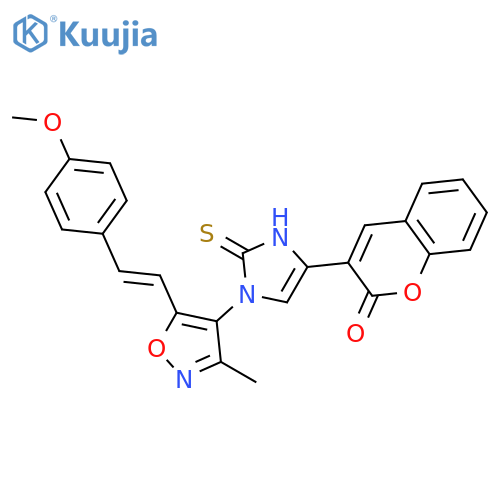 2H-1-Benzopyran-2-one,3-[2,3-dihydro-1-[5-[2-(4-methoxyphenyl)ethenyl]-3-methyl-4-isoxazolyl]-2-thioxo-1H-imidazol-4-yl]- structure