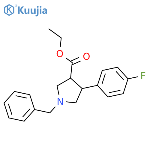 3-Pyrrolidinecarboxylic acid, 4-(4-fluorophenyl)-1-(phenylmethyl)-, ethylester structure