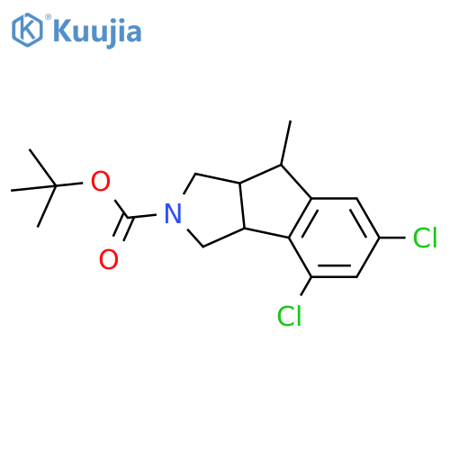 Indeno[1,2-c]pyrrole-2(1H)-carboxylic acid,4,6-dichloro-3,3a,8,8a-tetrahydro-8-methyl-, 1,1-dimethylethyl ester structure
