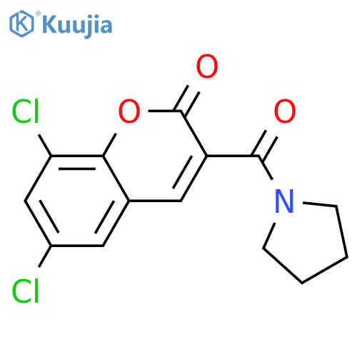 6,8-dichloro-3-(pyrrolidine-1-carbonyl)-2H-chromen-2-one structure