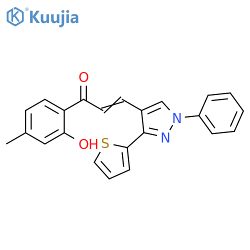 2-Propen-1-one,1-(2-hydroxy-4-methylphenyl)-3-[1-phenyl-3-(2-thienyl)-1H-pyrazol-4-yl]- structure