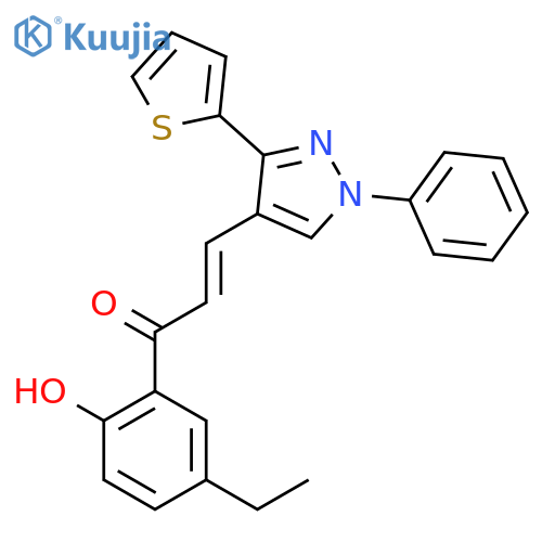 2-Propen-1-one,1-(5-ethyl-2-hydroxyphenyl)-3-[1-phenyl-3-(2-thienyl)-1H-pyrazol-4-yl]- structure